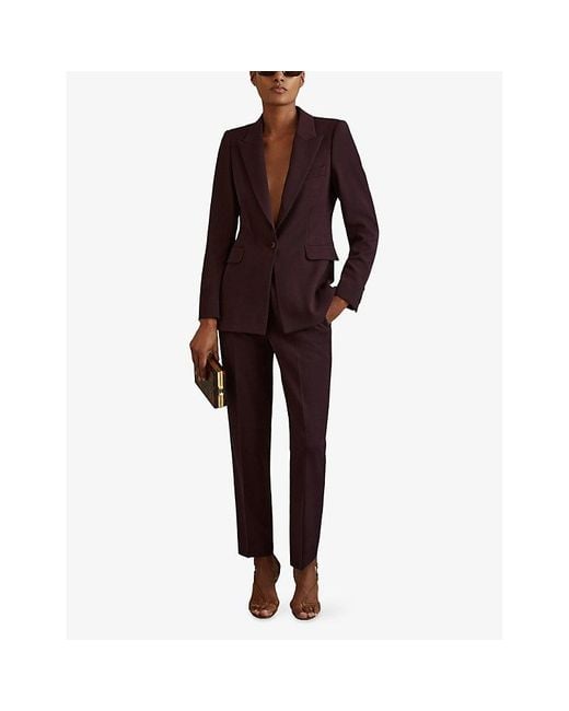 Reiss Purple Gabi Single-Breasted Stretch-Woven Blazer