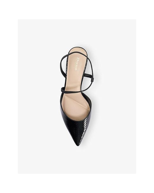 Dune Black Charming Leather Slingbacks