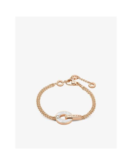 BVLGARI Metallic Openwork 18Ct Rose- Mother Of Pearl, And 0.06Ct Round Brilliant-Cut Diamond Bracelet