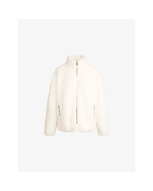 Skims White Oversized-Fit Mock-Neck Faux-Fur Jacket