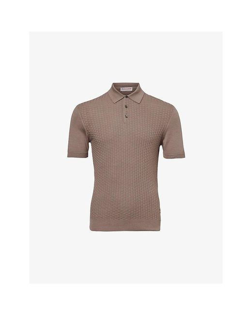 Orlebar Brown Brown Burnham Textured-weave Silk And Cotton-blend Polo Shirt for men