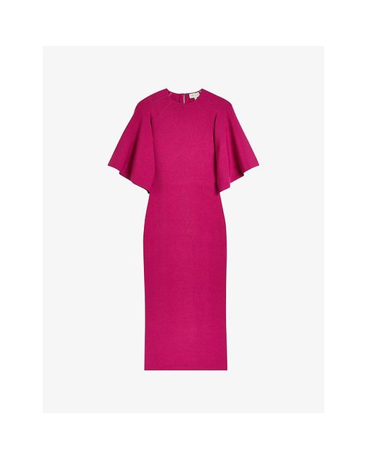 Ted Baker Lounia Fluted-sleeved Bodycon Stretch-knit Midi Dress in Pink | Lyst Ted Baker Lounia Fluted-sleeved Bodycon Stretch-knit Midi Dress in Pink | Lyst