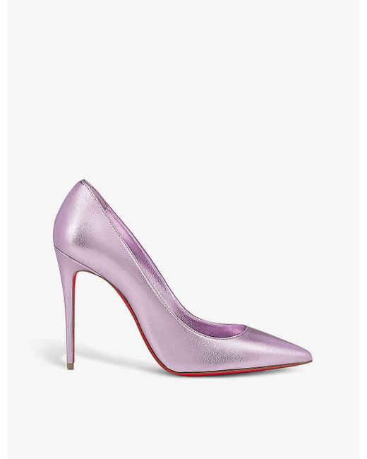 Christian Louboutin Pink Kate 100 Pointed-toe Leather Heeled Courts
