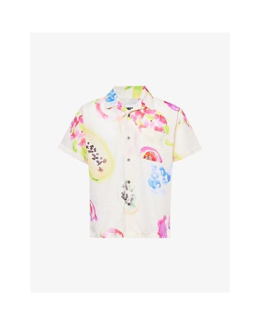 Obey White Soft Fruits Abstract-pattern Cotton Shirt for men