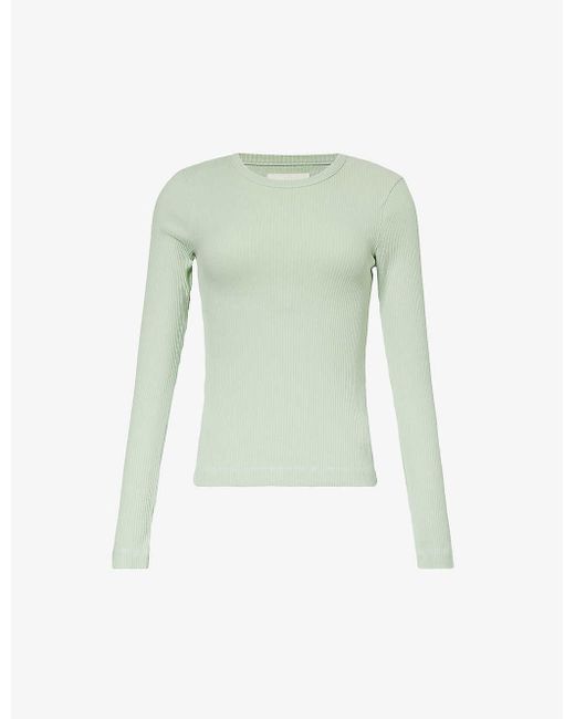 Citizens of Humanity Green Bina Long-sleeved Organic Cotton-blend Jersey Top