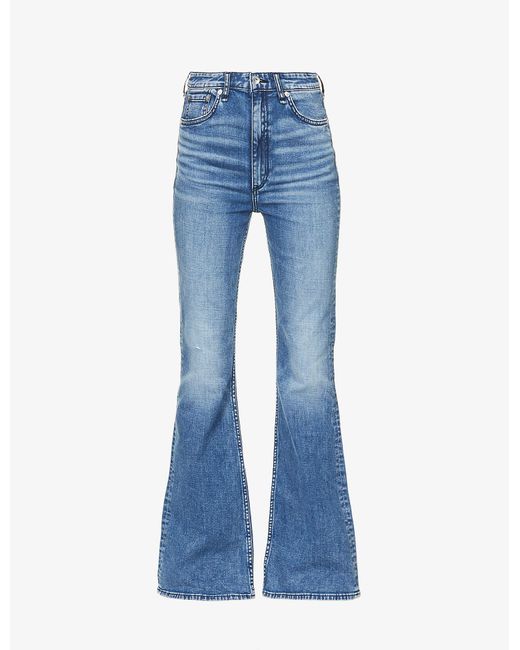 Rag & Bone Casey Flared-leg High-rise Stretch-denim Jeans in Blue | Lyst
