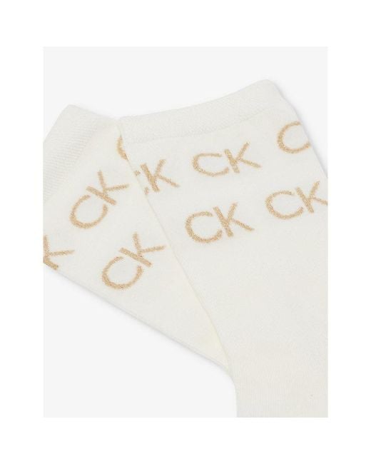 Calvin Klein White Branded Crew-length Cotton-blend Socks Gift Box