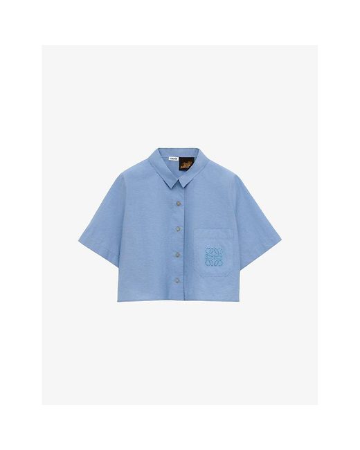 Loewe Blue X Paula's Ibiza Anagram-embroidered Cotton-blend Shirt