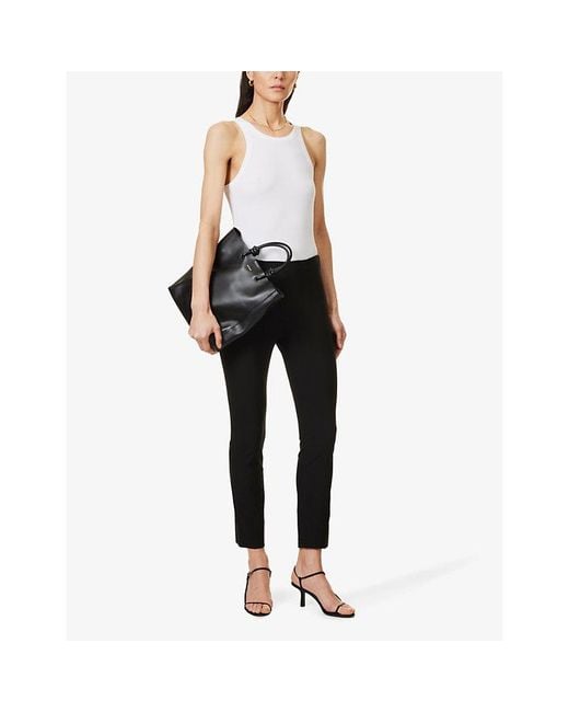 Vince Black Cropped Straight-Leg Mid-Rise Stretch-Woven Trousers