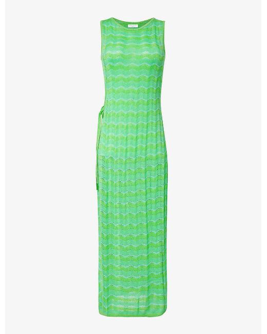 Seafolly Green Wave Graphic-pattern Knitted Maxi Dres