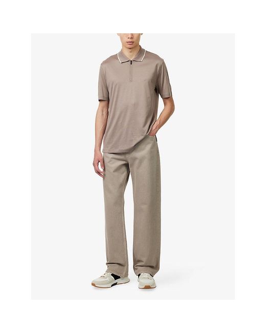 Emporio Armani Multicolor Contrast-Stripe Collared Cotton-Jersey Polo Top for men