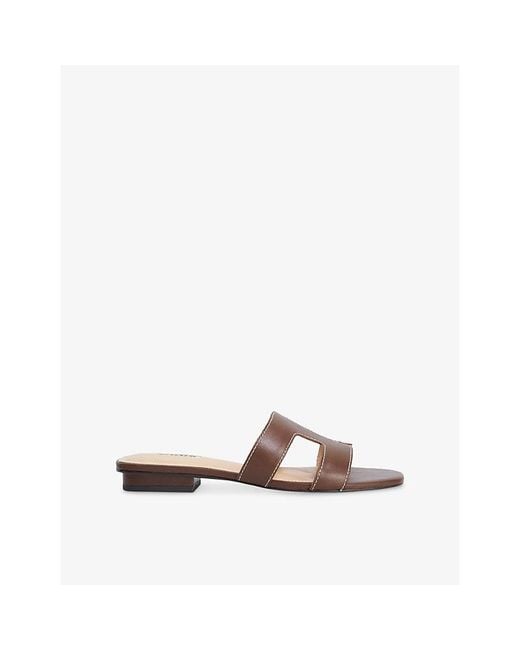 Dune Brown Loupe Smart Slider Leather Sandals