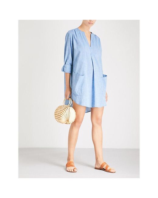 Seafolly Blue Boyfriend Cotton Beach Shirt