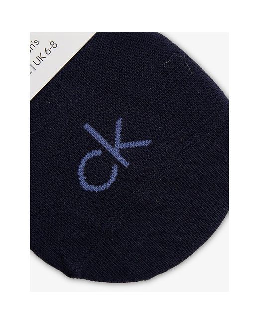 Calvin Klein Blue High-Cut Stretch-Cotton No-Show Socks for men
