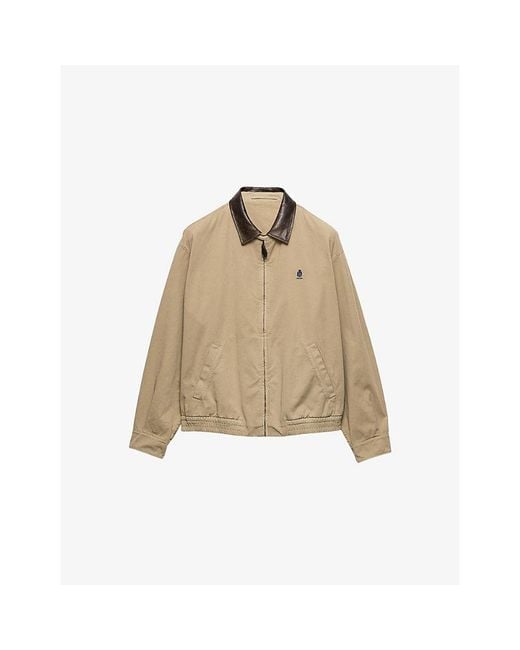 Prada Natural Leather-Collar Cotton-Garbadine Jacket for men