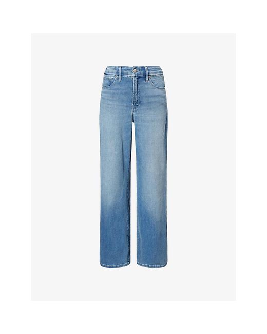 GOOD AMERICAN Blue Good Waist Palazzo-Leg Stretch-Denim Blend Jeans