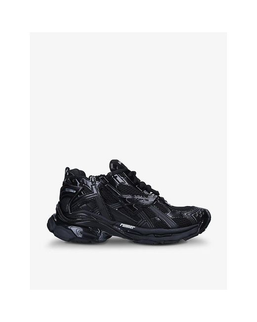 Balenciaga Black Men's Runner Mesh And Faux-leather Low-top Trainers for men