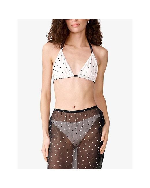 OMNES White Coral Polka-Dot Reversible Stretch-Woven Bikini