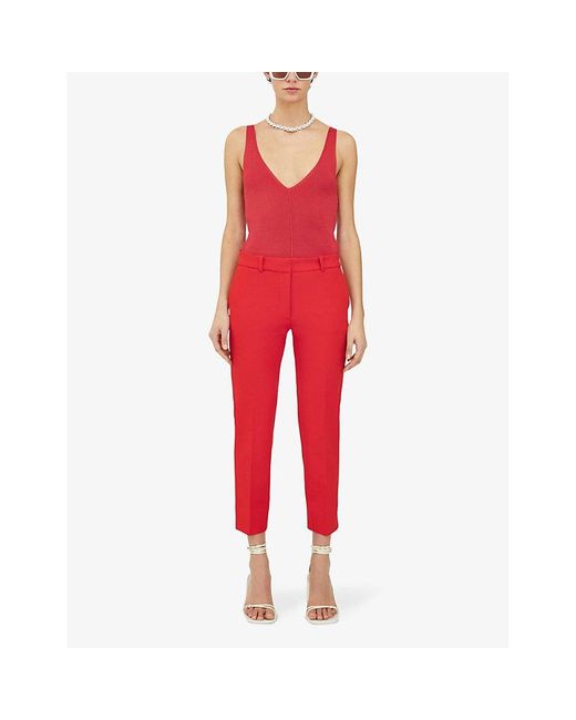 Joseph Red Bing Pressed-crease Straight-leg Mid-rise Stretch-woven Trousers