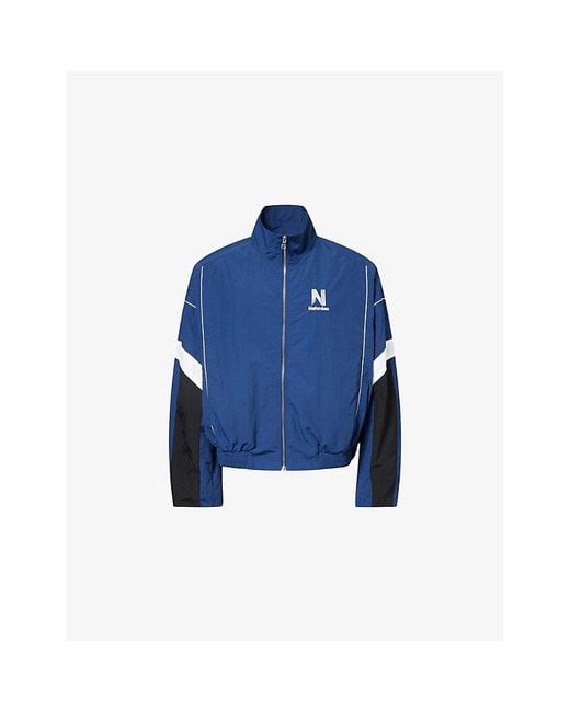 NAHMIAS Blue Warm Up High-Neck Woven Track Jacket for men