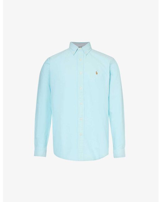 Polo Ralph Lauren Blue Logo-embroidered Custom-fit Cotton-piqué Shirt Xx for men