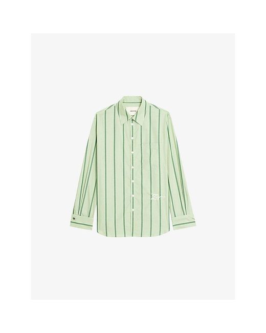 Zadig & Voltaire Green Morning Striped Cotton-Poplin Shirt