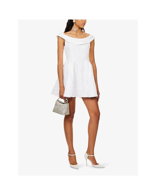 Sister Jane White Willow Jacquard Satin Mini Dress