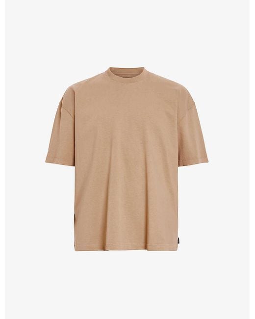 AllSaints Natural Jase Logo-tab Relaxed-fit Organic-cotton T-shirt X for men