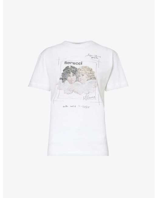 Fiorucci White Postcard Angel-print Organic-cotton Jersey T-shirt