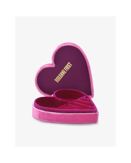 Roxanne First Pink Unisex Heart-shape Velvet Jewellery Box