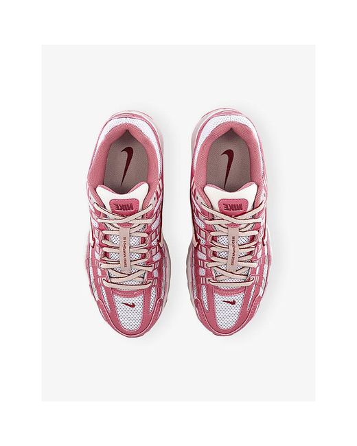 Nike Pink P-6000 Leather And Mesh Trainers