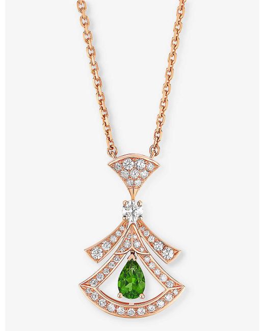 BVLGARI Metallic Divas' Dream 18ct Rose-gold, 0.46ct Brilliant-cut Diamond And Tourmaline Pendant Necklace