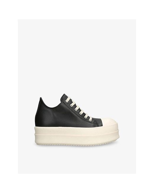 Rick Owens Black Mega Bumper Leather Low-Top Trainers