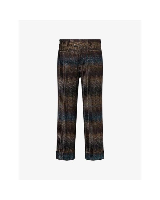 Missoni Black Chevron Cropped Metallic-Knit Woven Trousers