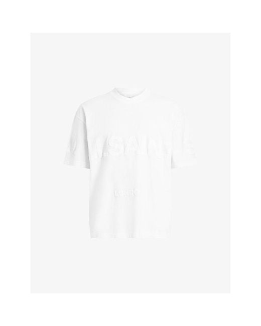 AllSaints White Biggy Logo-Print Relaxed-Fit Organic-Cotton T-Shirt for men