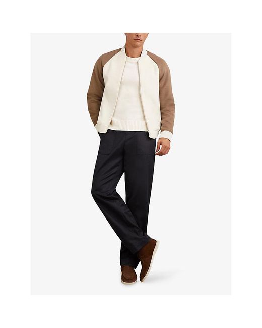 Woolx Rylan Reiss Rylan Zip-Up Wool-Blend Bomber Jacket in White for Men | Lyst UK