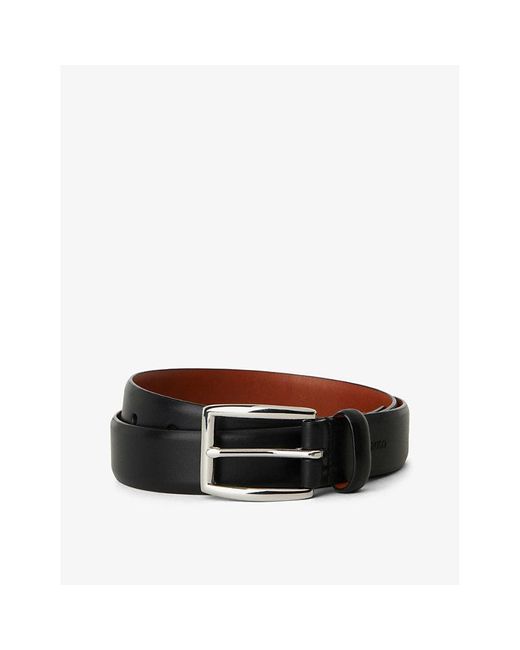 Polo Ralph Lauren Black Harness Embossed-Logo Leather Dress Belt for men