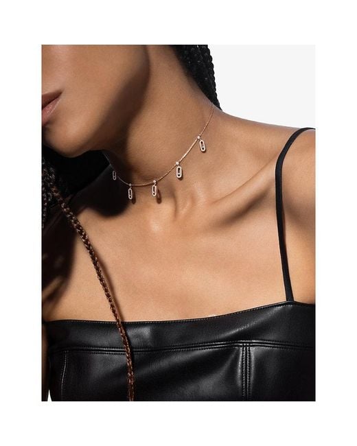 Messika Metallic Move Uno Drop Pendant Pavé 18Ct And 0.61Ct Diamond Necklace