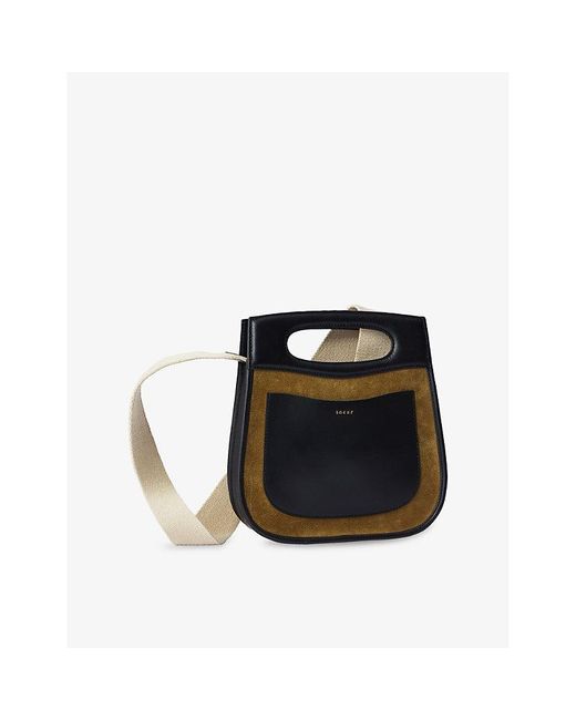 Soeur Black Cheri Suede And Leather Top-Handle Bag