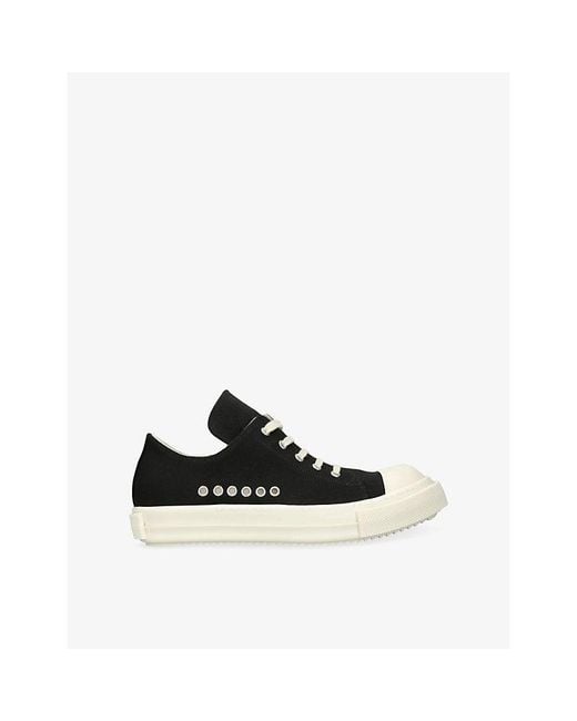 Rick Owens Black Eyelet Canvas Trainers for men