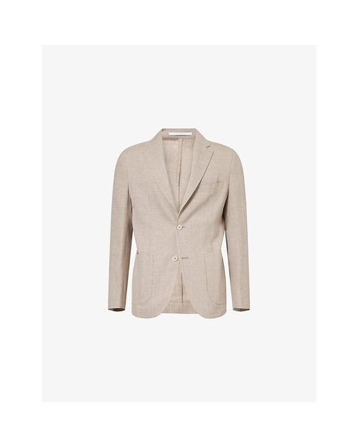 Eleventy Natural Notch-Lapel Patch-Pocket Wool-Blend Jacket for men