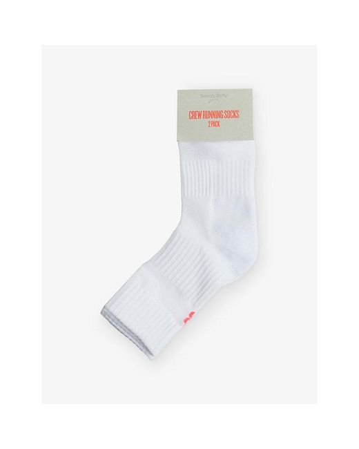 Sweaty Betty White Crew Stretch-Woven Running Socks Pack Of Two