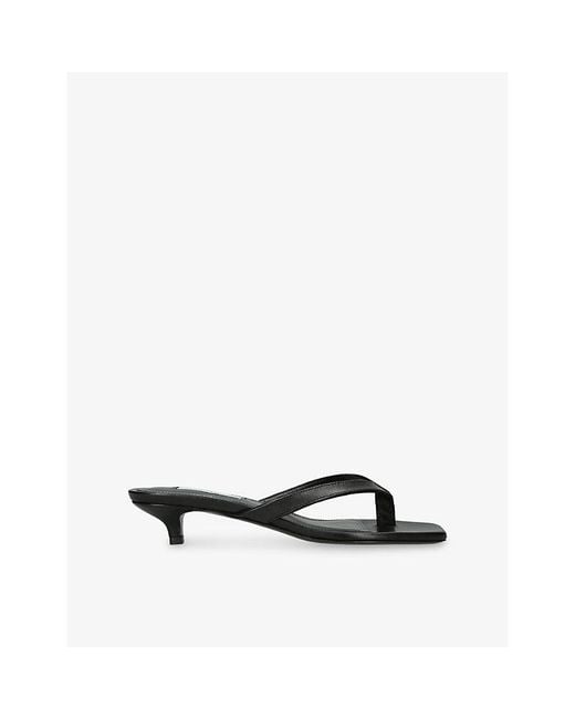 Totême Black Square-Toe Leather Heeled Flip Flops