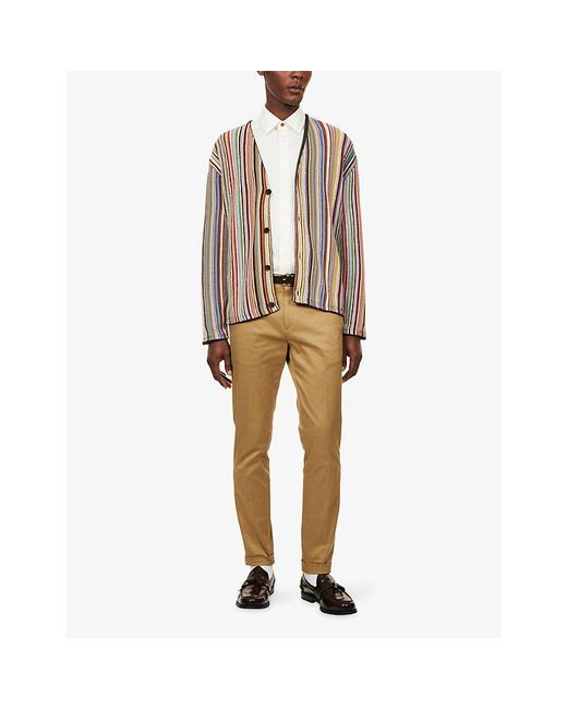 Paul Smith Natural Turn-Up Straight-Leg Cotton Trousers for men