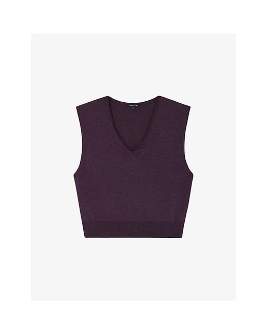 Soeur Purple Sonia Sleeveless V-Neck Merino-Wool Jumper