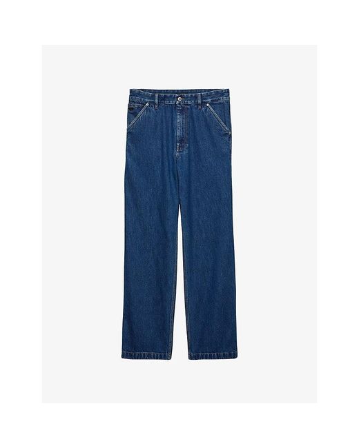 Prada Blue Triangle-Logo Light Denim Cargo Jeans for men