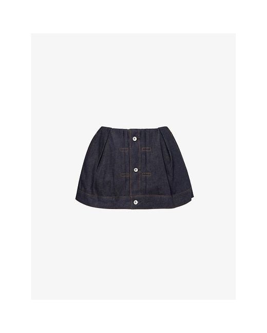 Sacai Blue Buttoned-epaulette Slip-pocket Denim Shorts