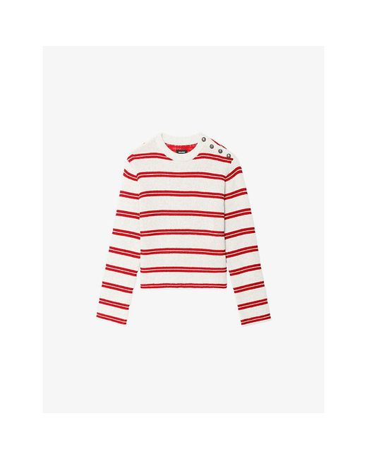 Zadig & Voltaire Red Spikyz Striped Wool And Cashmere Jumper