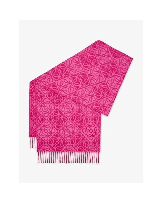 Loewe Pink Anagram Wool And Cashmere Scarf