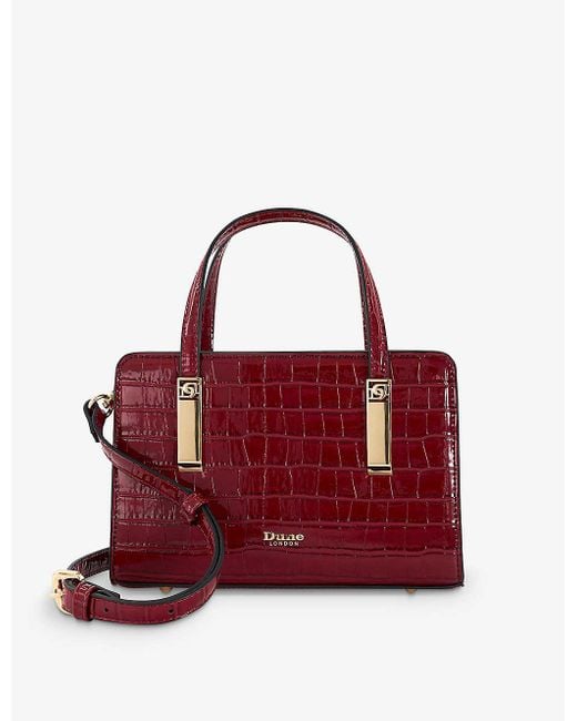 Dune Red Dinkydenbeigh Small Croc-embossed Faux-leather Tote Bag